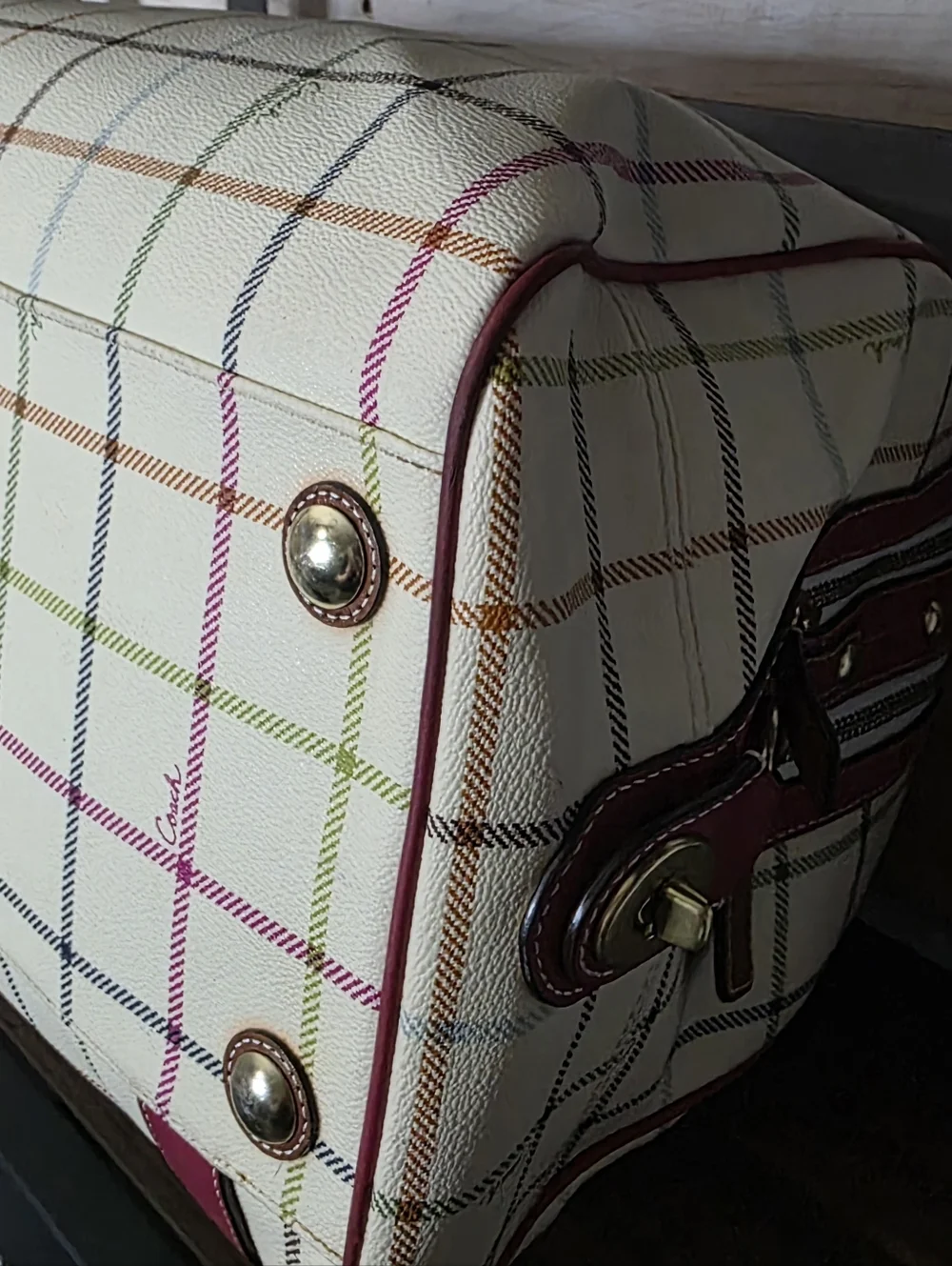 Coach Heritage Tattersall XL Duffle Travel Tote Bag Very RARE - Picture 9 of 17
